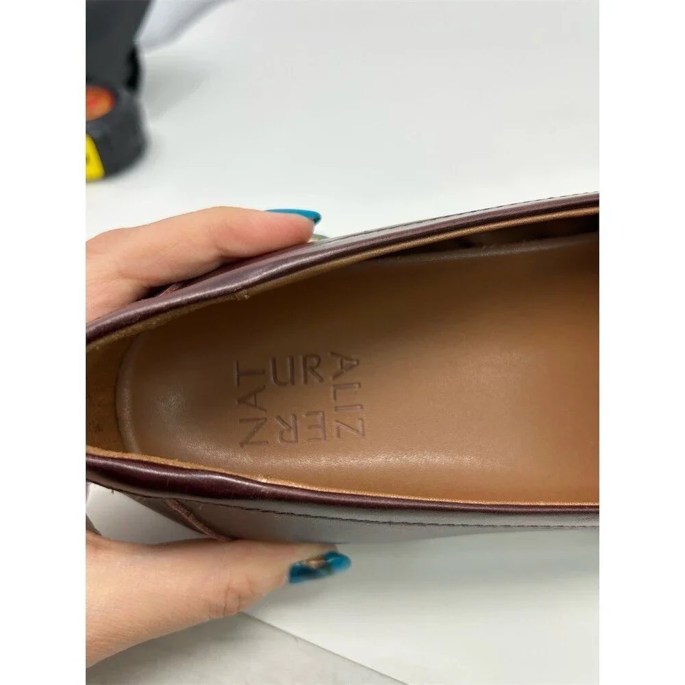 Naturalizer Paris Loafers Burgundy Chain Fringe Slip On Comfort Lug Size 9